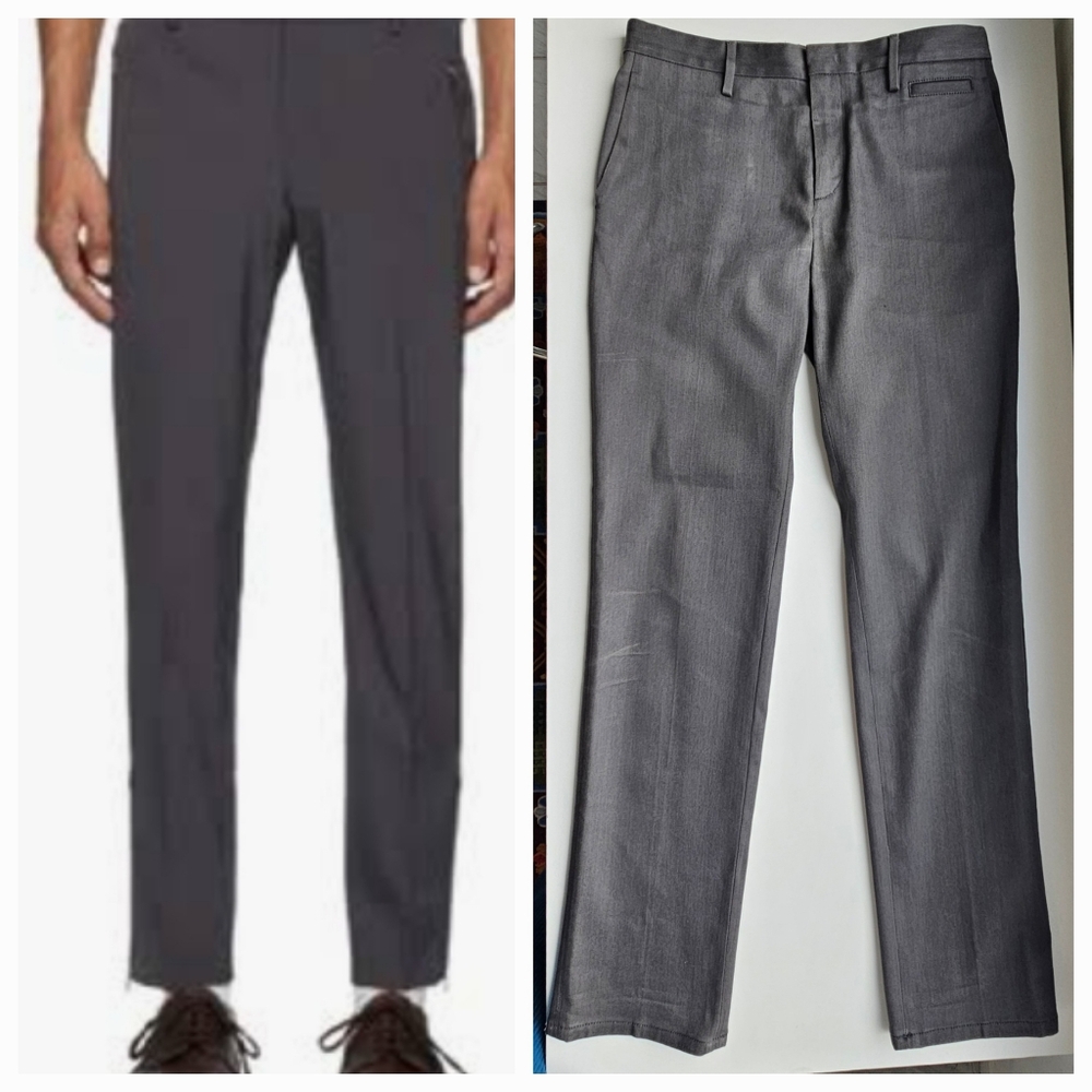 Prada Men's Charcoal Tight Fit Flat Front Trouser